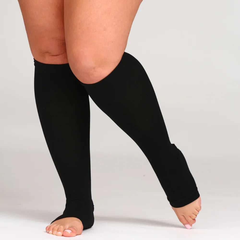 Open-Toe Wide Fit Compression Socks for Swelling & Comfort