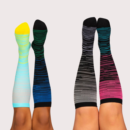Wide Fit Striped Compression Socks for Leg Pain Relief