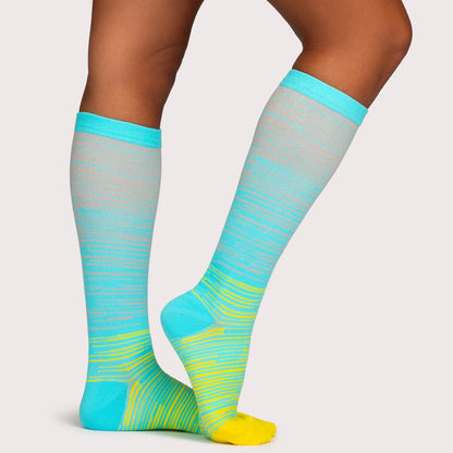 Wide Fit Striped Compression Socks for Leg Pain Relief