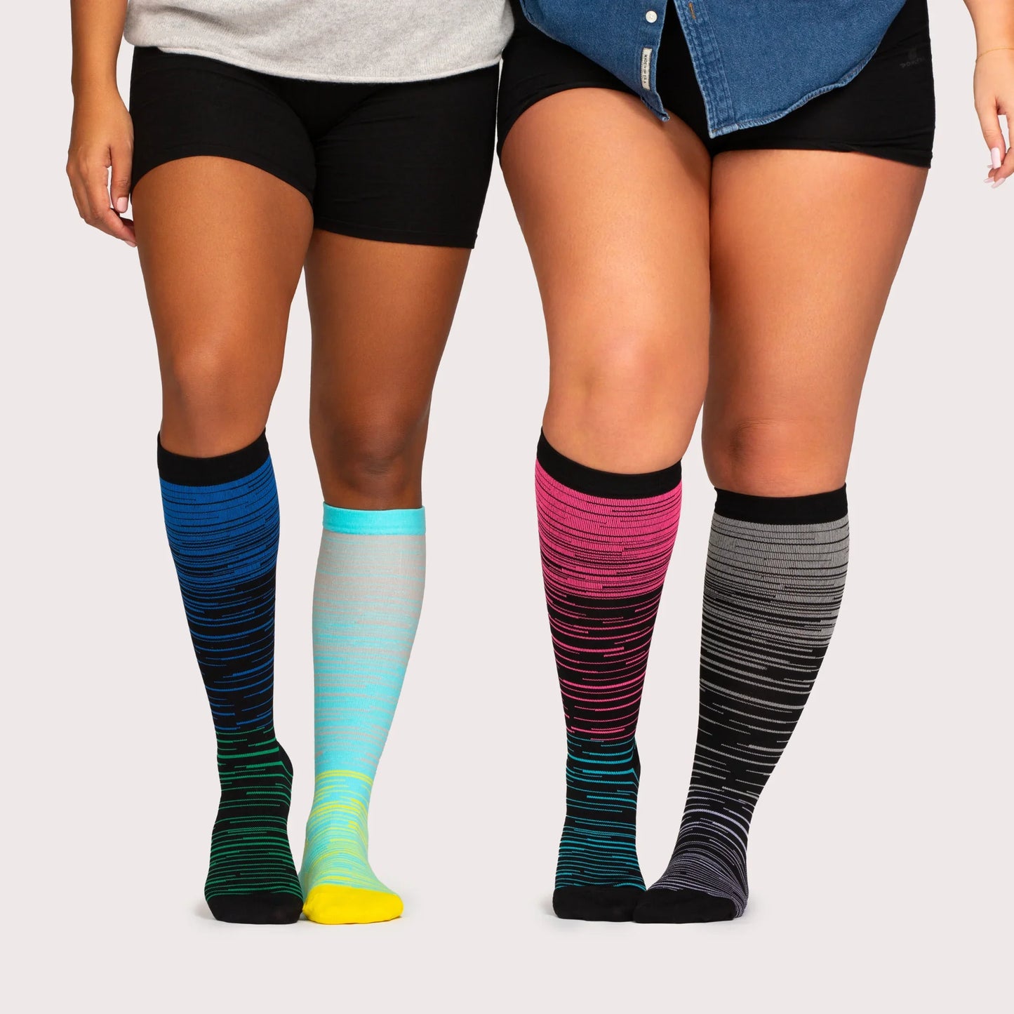 Wide Fit Striped Compression Socks for Leg Pain Relief