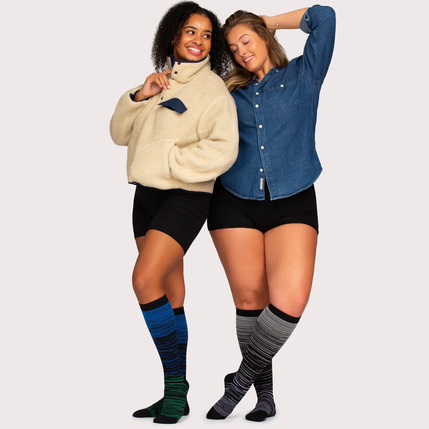 Wide Fit Striped Compression Socks for Leg Pain Relief