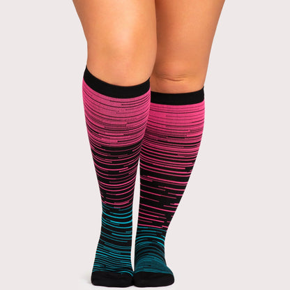 Wide Fit Striped Compression Socks for Leg Pain Relief