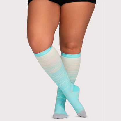 Wide Fit Striped Compression Socks for Leg Pain Relief