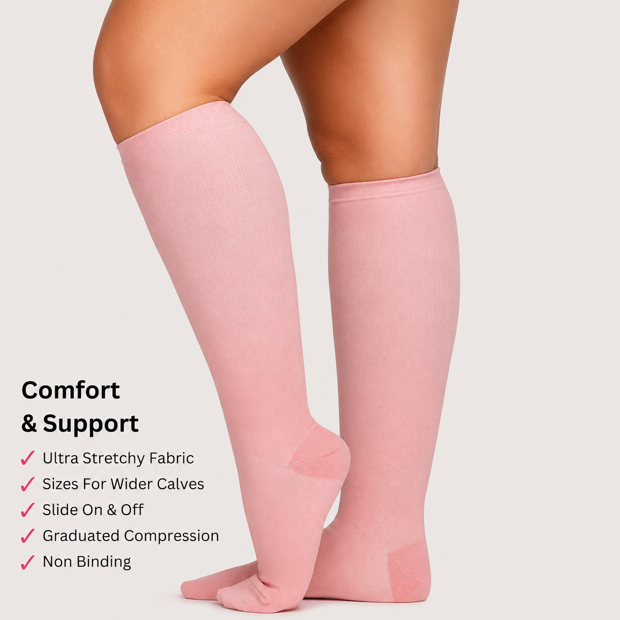 Wide Fit Compression Socks for Swelling, Leg Pain & All-Day Comfort