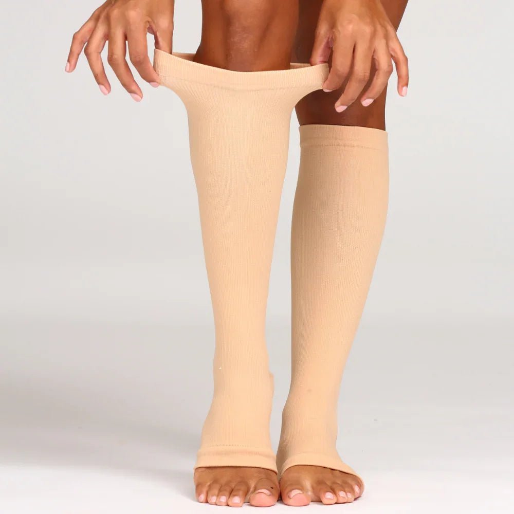 Open-Toe Wide Fit Compression Socks for Swelling & Comfort