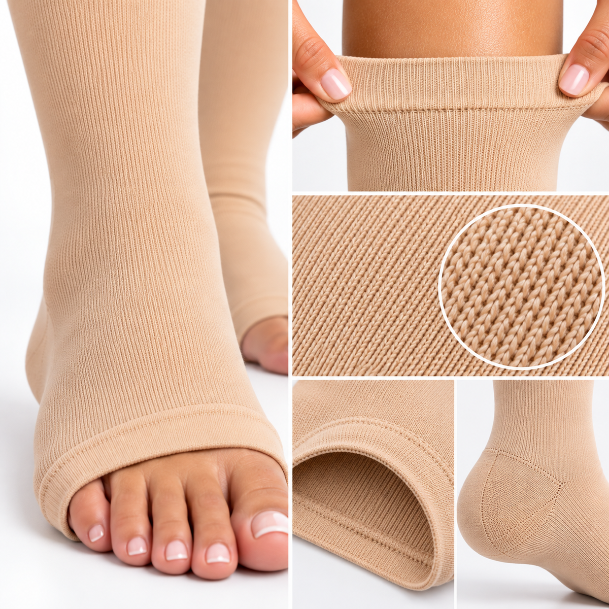Open Toe Compression Socks 20–30 mmHg