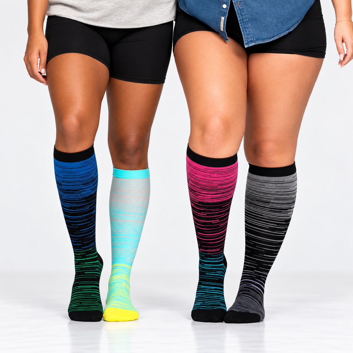 Striped Compression Socks 20–30 mmHg