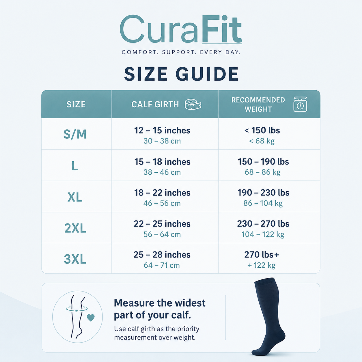 Wide Fit Compression Socks for Swelling, Leg Pain & All-Day Comfort